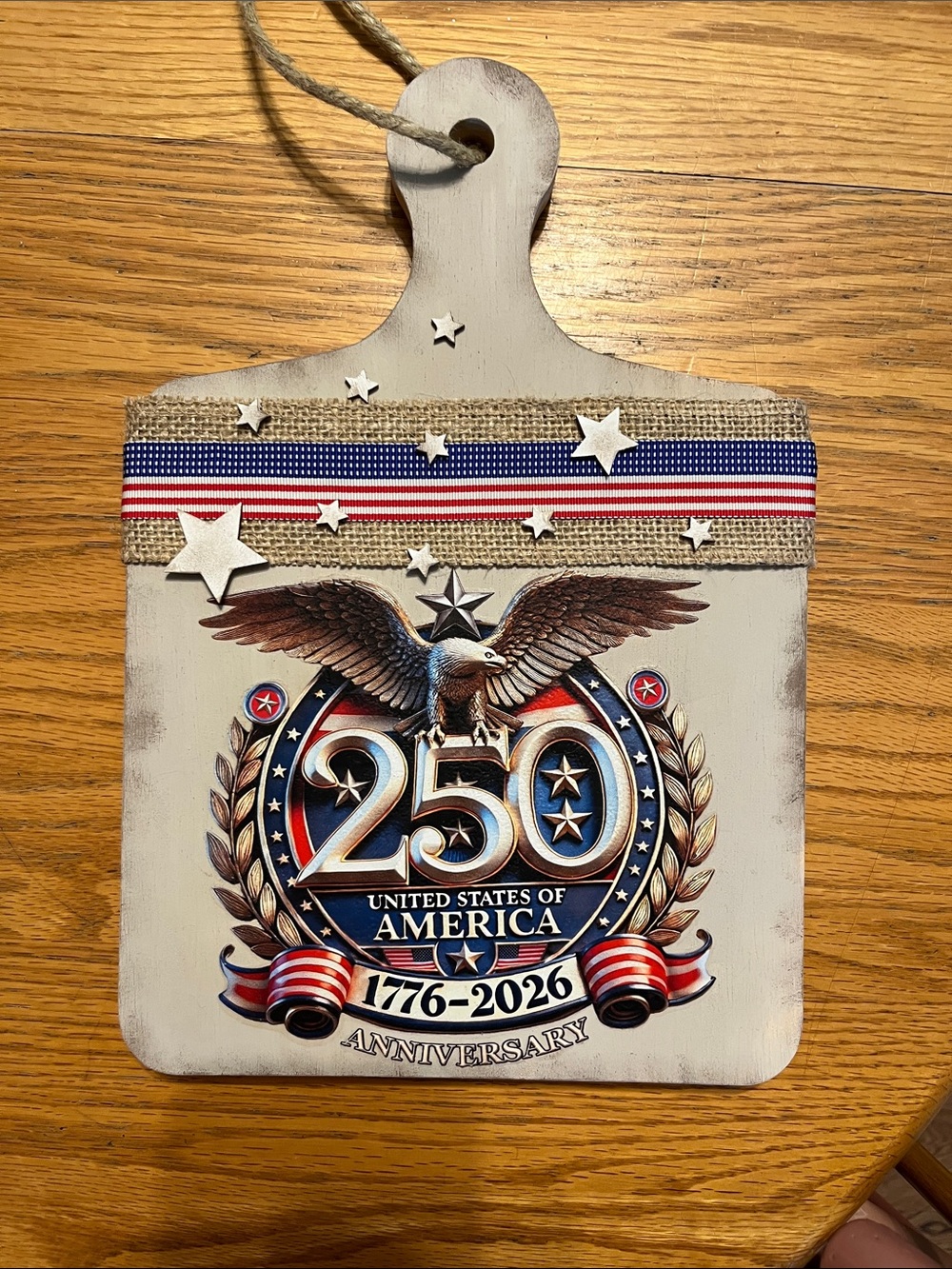 250th Anniversary USA Decorative Hanging Plaque - Patriotic Red White Blue